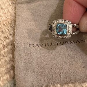 David Yurman petite Albion blue topaz ring size 7.